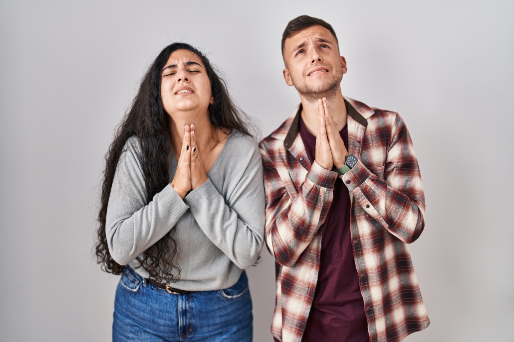 Brother and sister praying. Pray for your siblings